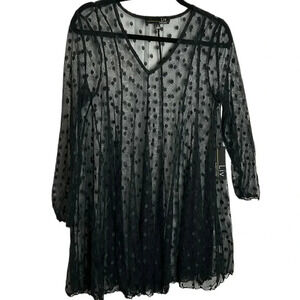 Black,Sheer blouse,polka dot,mesh,lace,tunic,NWT
Whimsigoth,dark fairy,PTP 18”